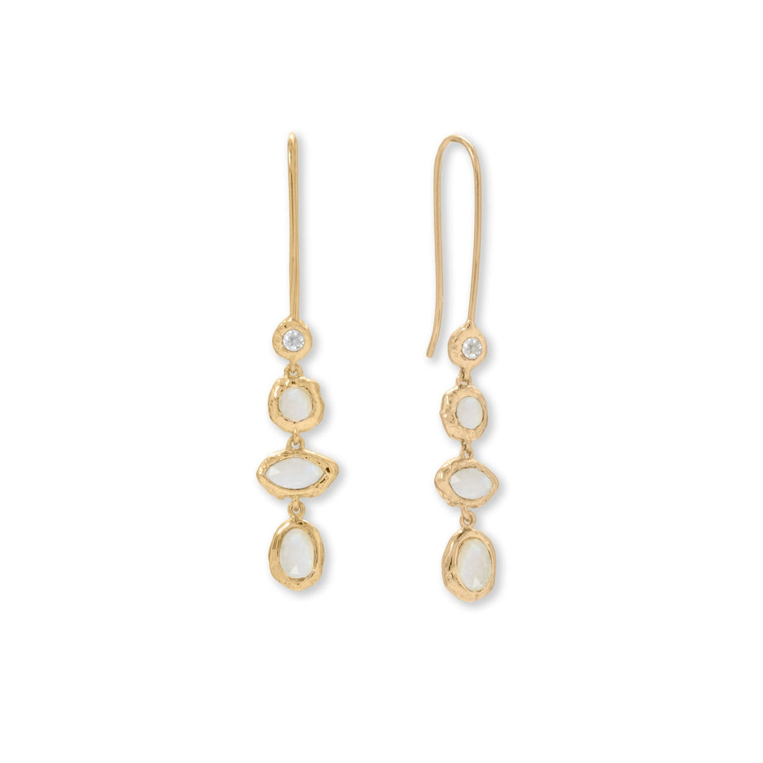 Sterling Silver Gold Plated Rainbow Moonstone Earrings - Identity Diamonds