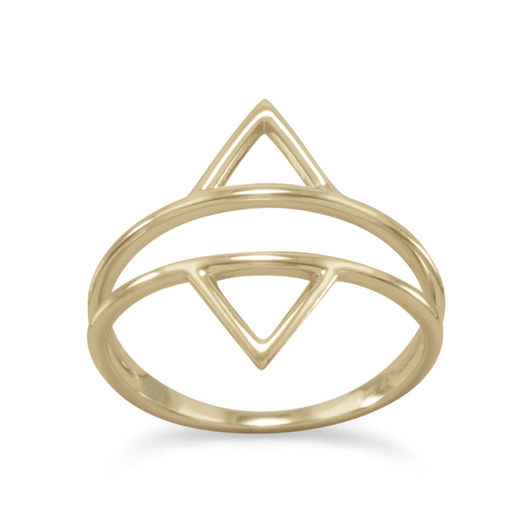 Sterling Silver Gold Plated Double Triangle Ring - Identity Diamonds