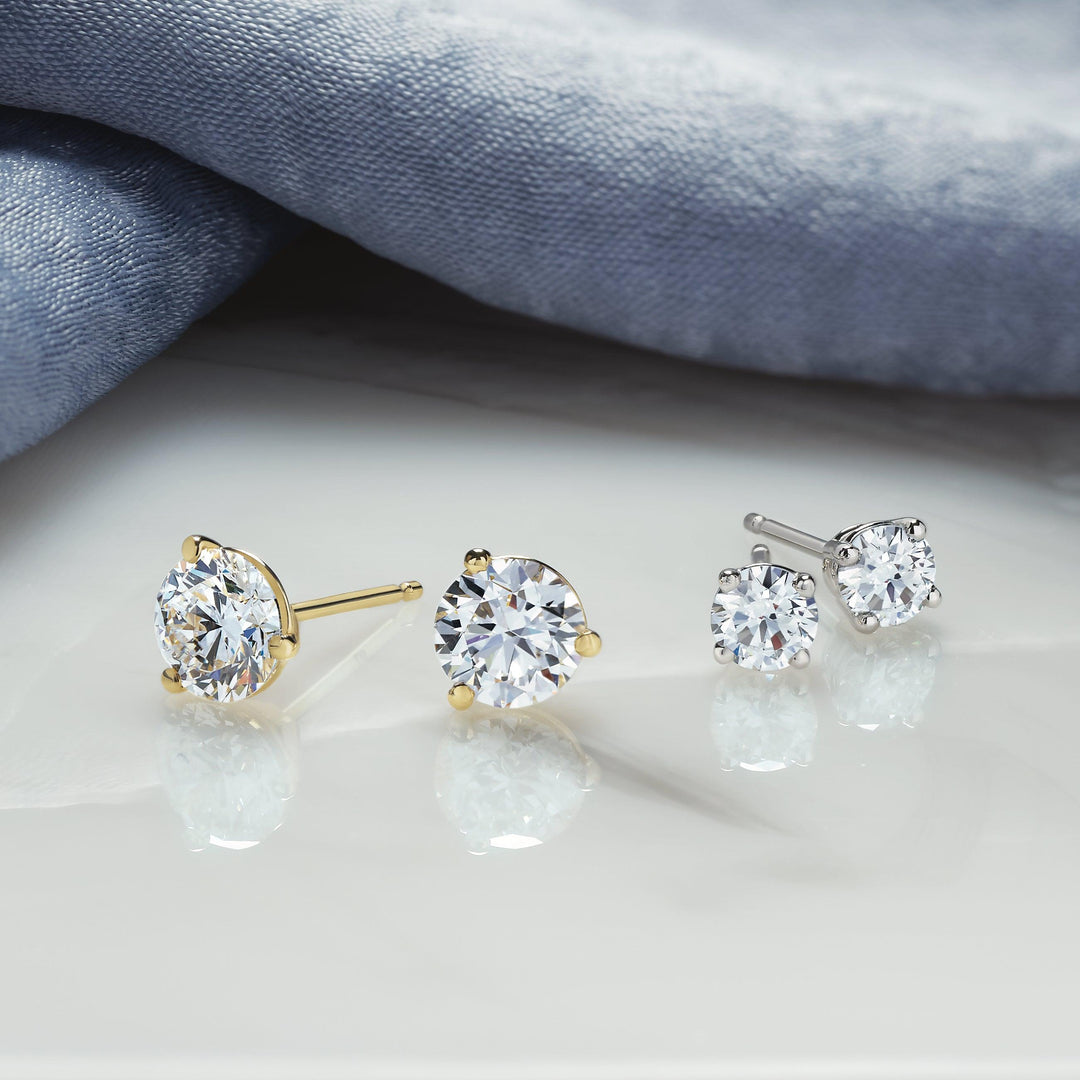 Lab-Grown Diamond Stud Earrings - 3 Prongs - Identity Diamonds