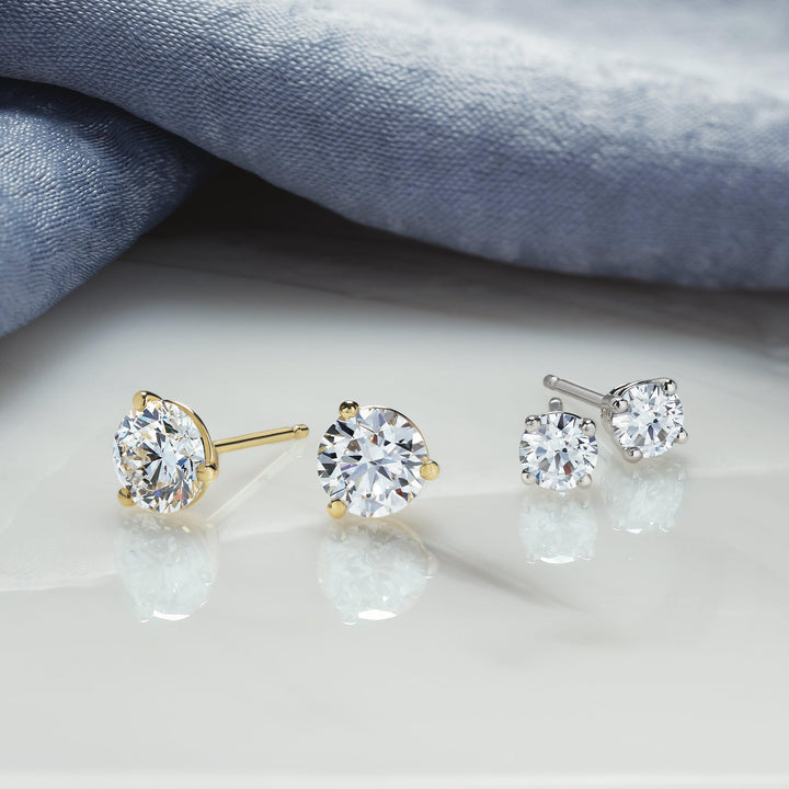 Lab-Grown Diamond Stud Earrings - 3 Prongs - Identity Diamonds