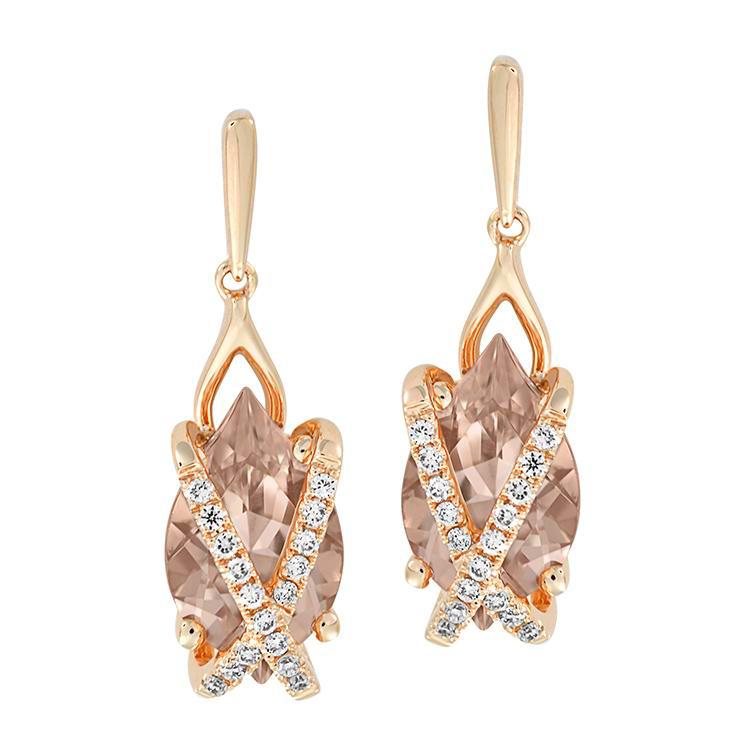 Rose Gold Morganite & Diamond Earrings - Identity Diamonds