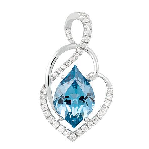 White gold Aqua Blue Spinel & Diamond Necklace - Identity Diamonds
