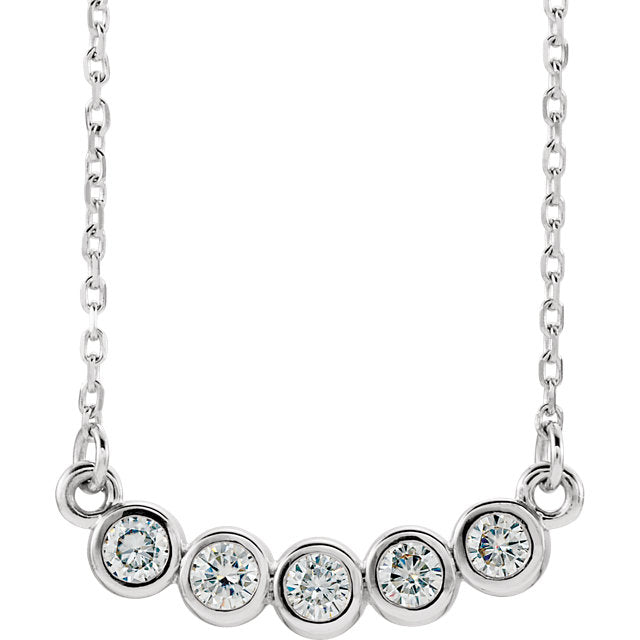 Bezel Set 5 Moissanite Necklace - Identity Diamonds