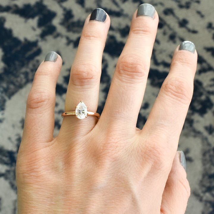 Jenny Pear Cut Moissanite Engagement Ring (5 prongs) - Identity Diamonds
