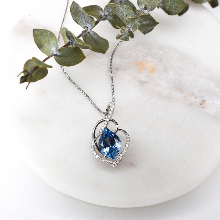 White gold Aqua Blue Spinel & Diamond Necklace - Identity Diamonds