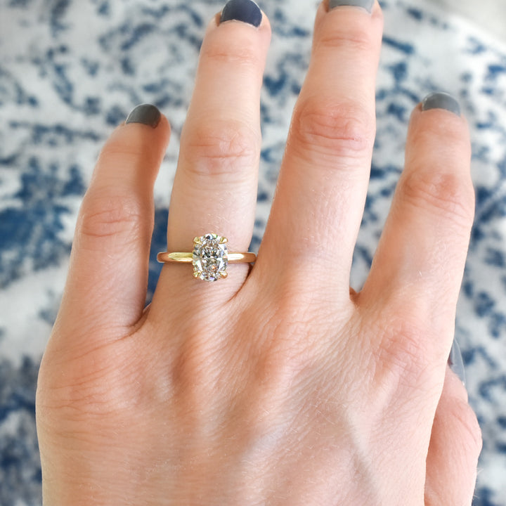 Gabriella Hidden Halo Oval Cut Diamond Engagement Ring - Identity Diamonds
