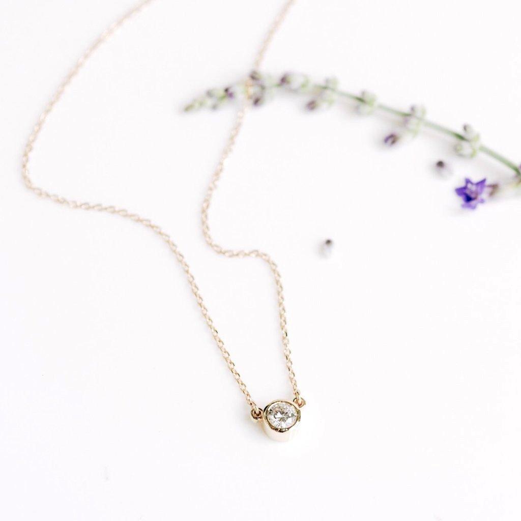 Bezel Set Moissanite Necklace - Identity Diamonds