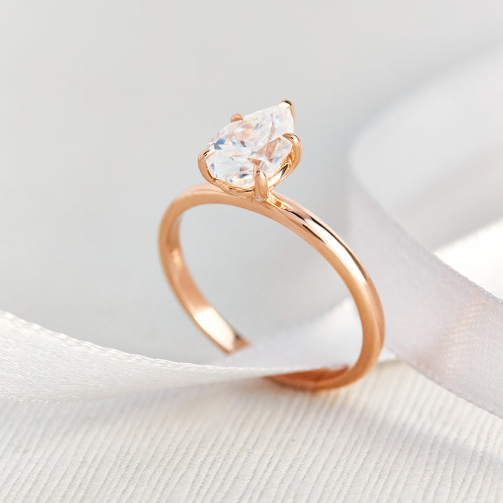 Jenny Pear Cut Moissanite Engagement Ring (5 prongs) - Identity Diamonds
