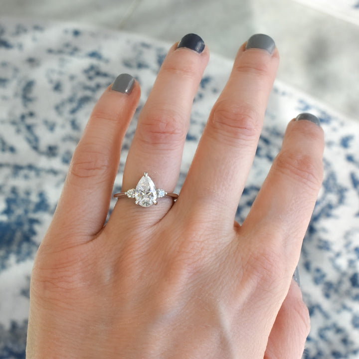 Avea Pear Cut Moissanite Engagement Ring - Identity Diamonds