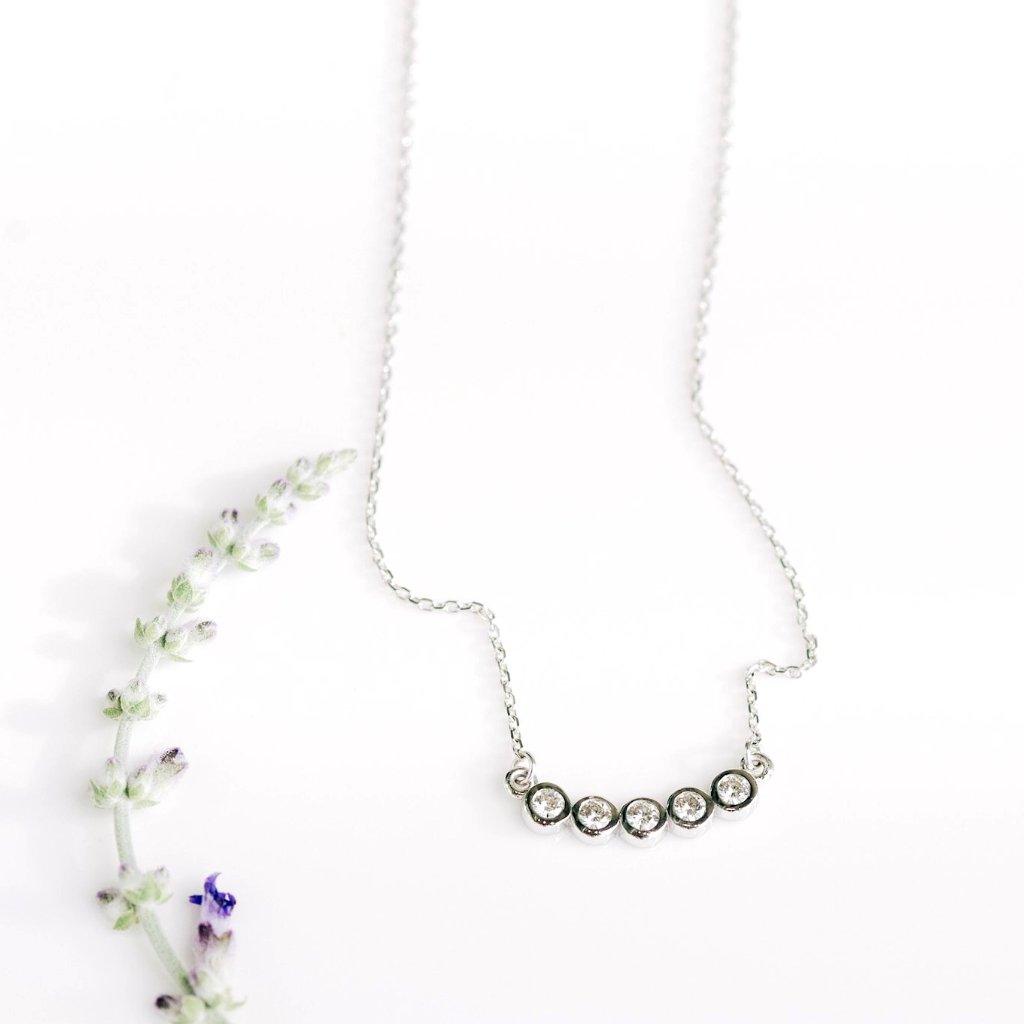 Bezel Set 5 Moissanite Necklace - Identity Diamonds
