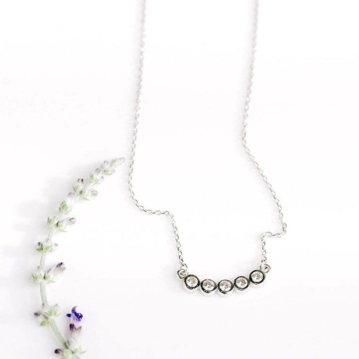 Bezel Set 5 Moissanite Necklace - Identity Diamonds