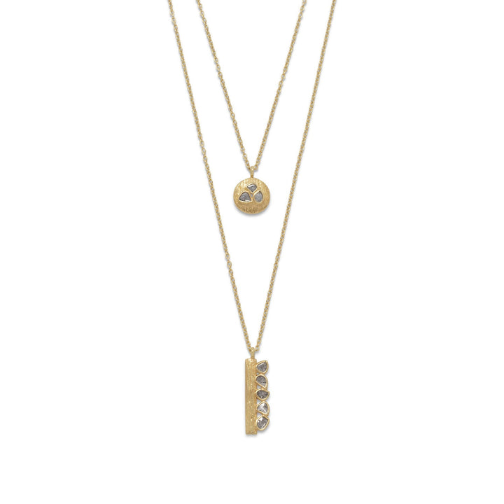 Sterling Silver Gold Plated Double Strand Polki Diamond Necklace