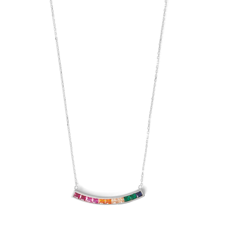 Sterling Silver Rainbow CZ Necklace - Identity Diamonds
