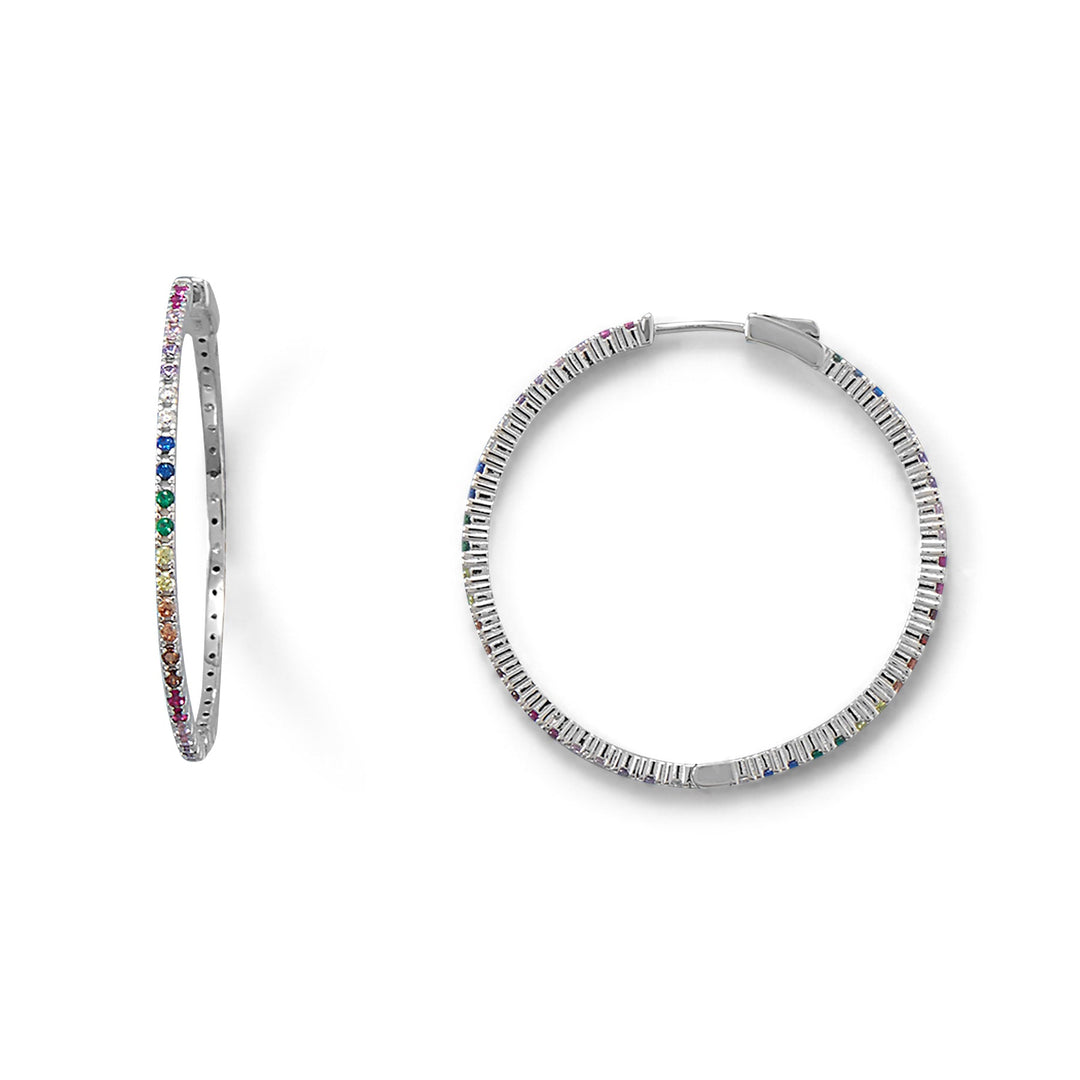 Sterling Silver Multi Color CZ Hoop Earrings - Identity Diamonds