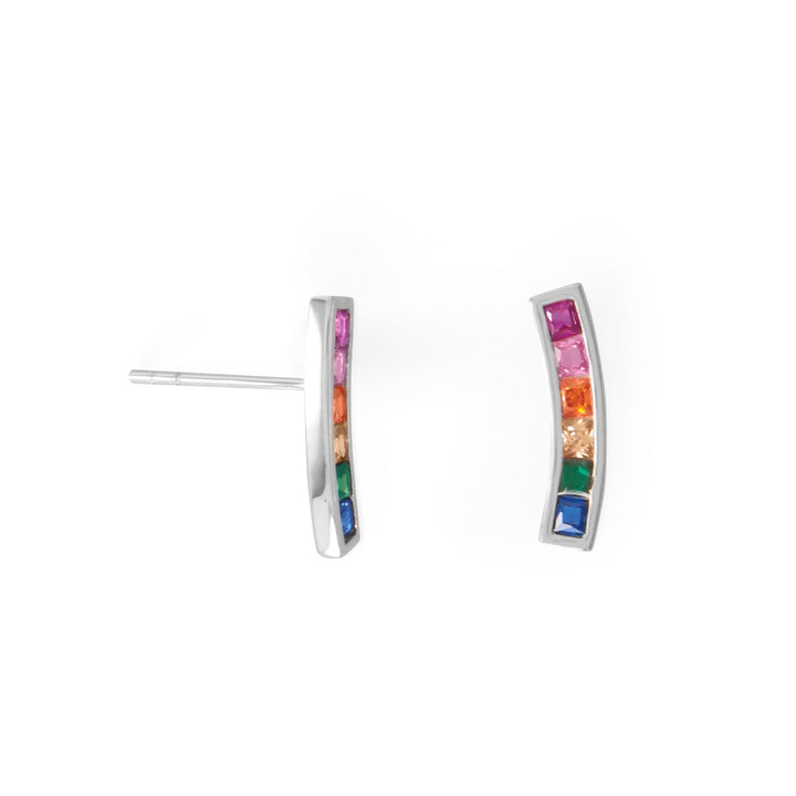 Sterling Silver Rainbow CZ Earrings - Identity Diamonds