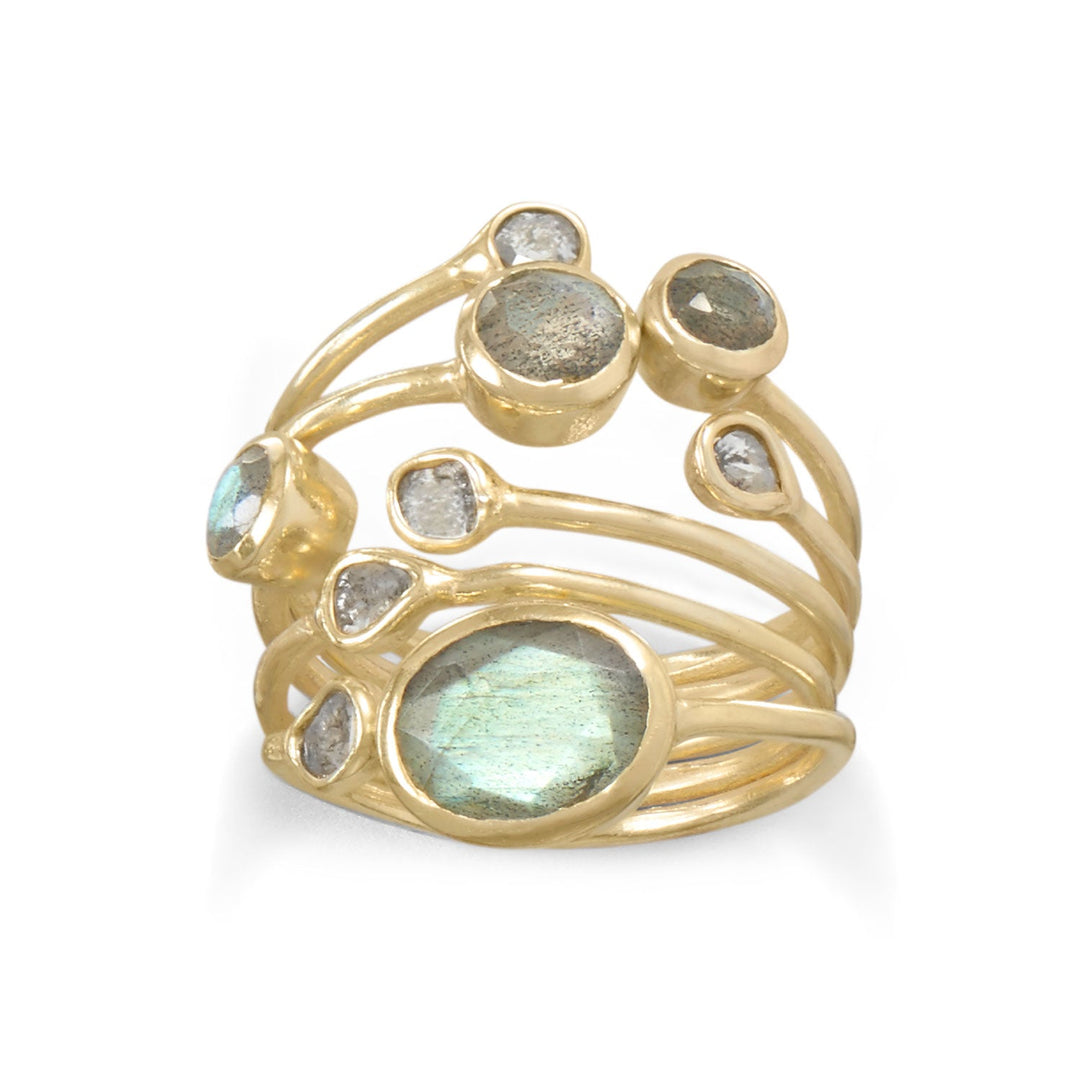 Labradorite and Polki Diamond Ring Gold-plated Sterling Silver Labradorite and Polki Diamond Ring Gold-plated Sterling Silver