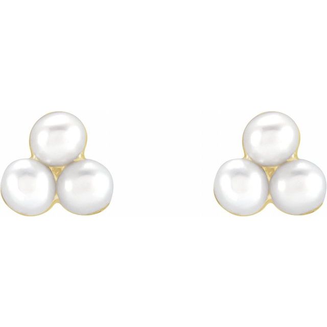 Cultured White Freshwater Pearl Cluster Earrings