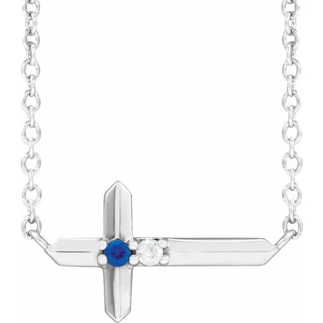 Sideway Cross Family Necklace - Identity Diamonds