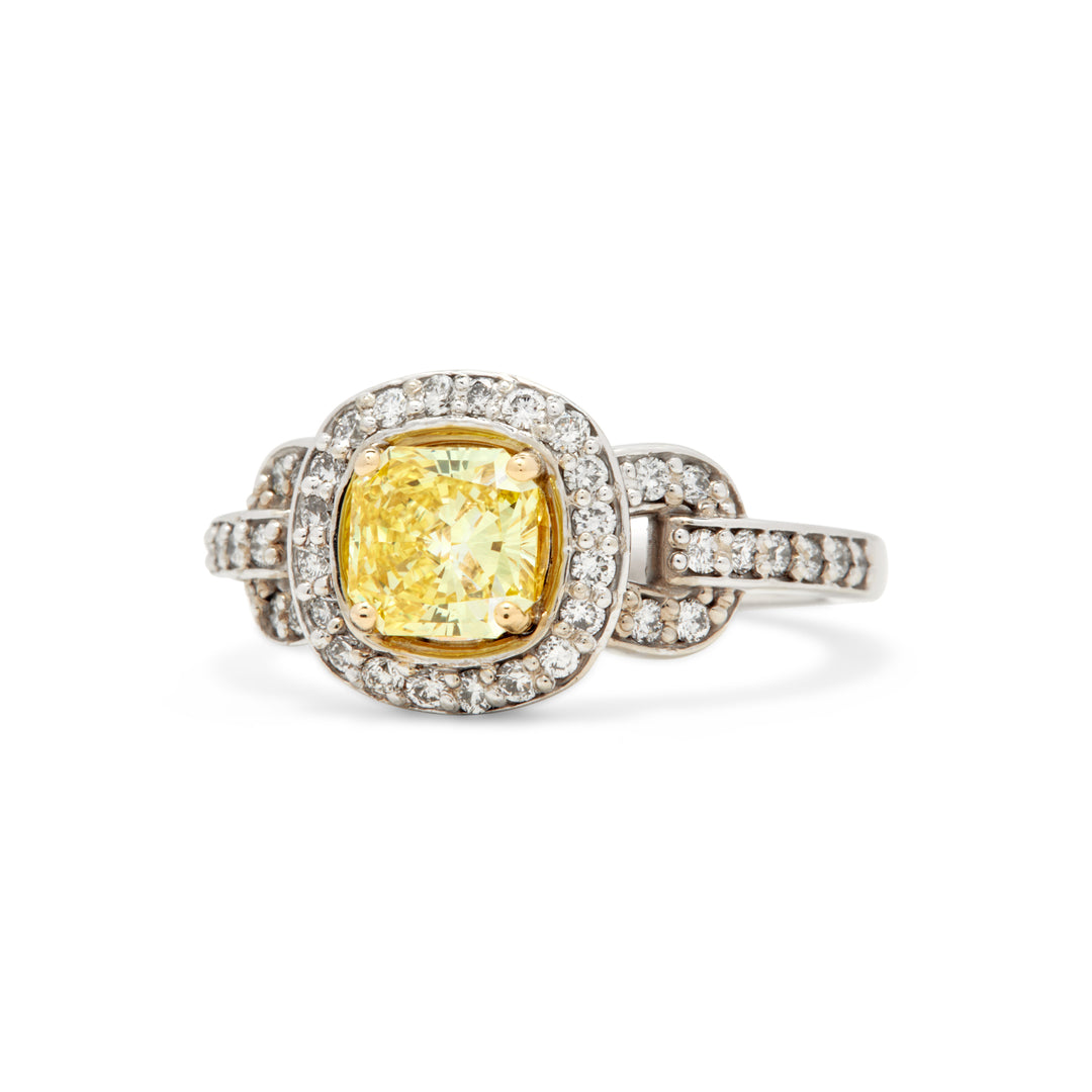 Tiffany Canary Yellow Square Radiant Cut Diamond Ring