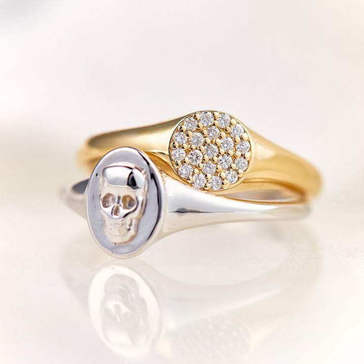 Diamond accented signet ring