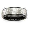 *In Stock* *Clearance* Men's 8mm Hammered Argentium Silver & Black Titanium Band