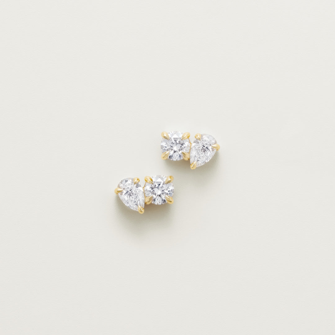 Two-Stone Diamond Stud Earrings