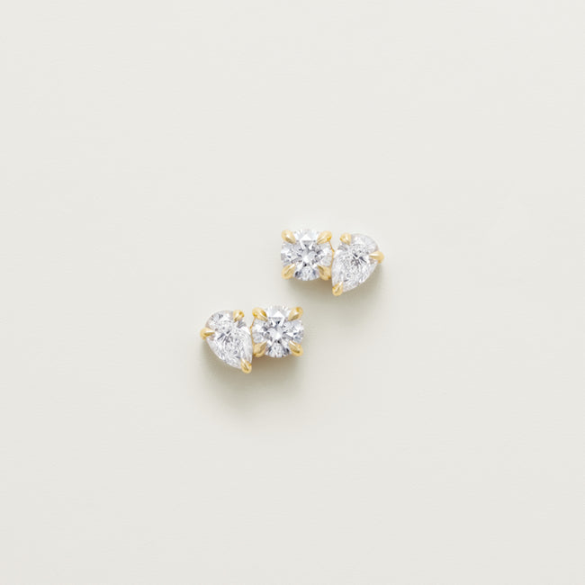 Two-Stone Diamond Stud Earrings