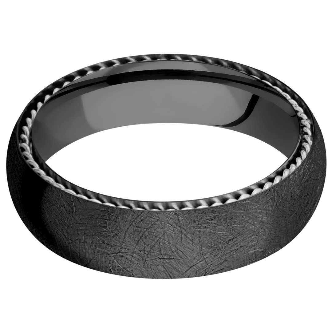Black Zirconium Band with Sterling Silver Braid