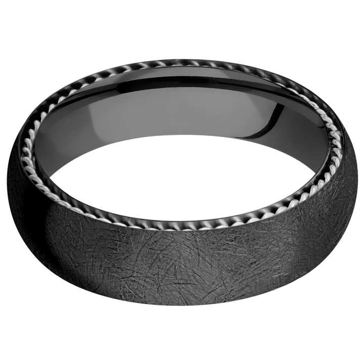 Black Zirconium Band with Sterling Silver Braid