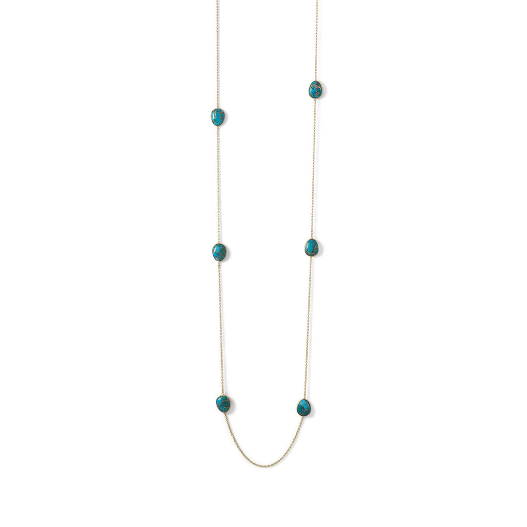 Sterling Silver Gold Plated Turquoise Endless Necklace