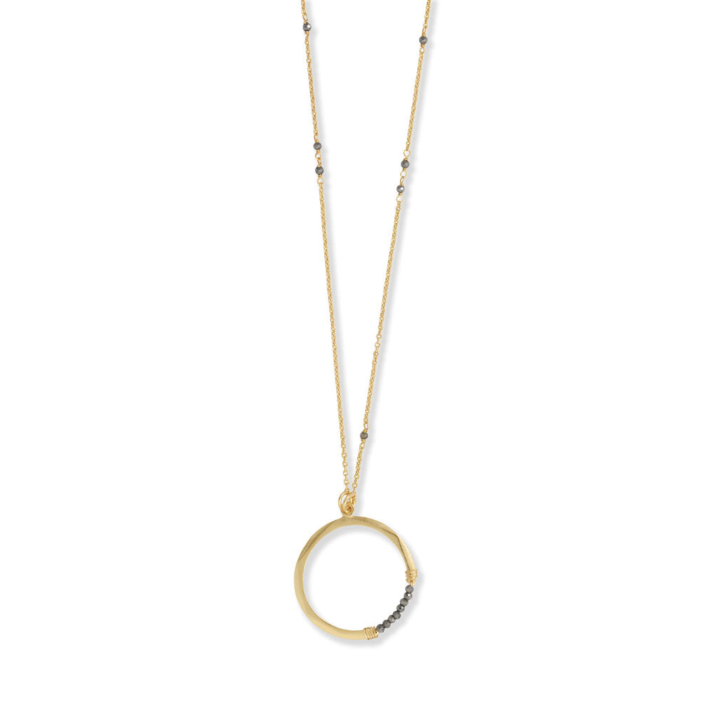 Sterling Silver Gold Plated Circle Pyrite Necklace