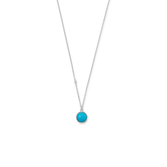 Sterling Silver Rhodium Plated Faceted Turquoise Necklace