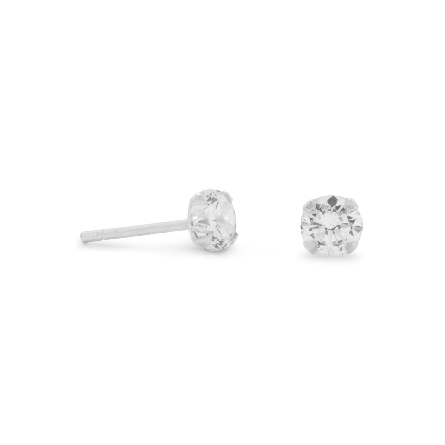 Sterling Silver Cubic Zirconia 6mm Stud Earrings – Zamels