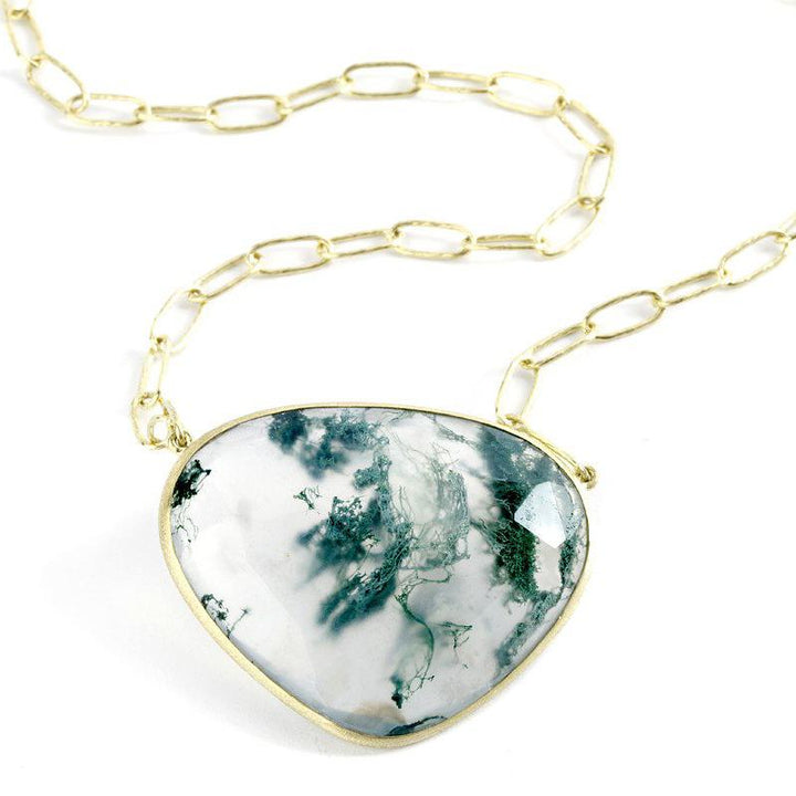 Moss Chalcedony Gold Necklace