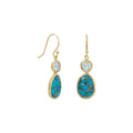 Sterling Silver Gold Plated Turquoise and Blue Topaz Earrings
