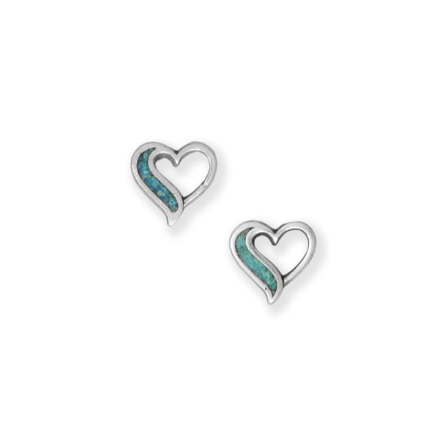 Sterling Silver Turquoise Heart Earrings