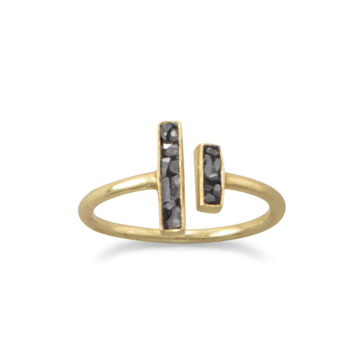 Sterling Silver Gold Plated and Diamond Chip Ring