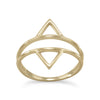 Sterling Silver Gold Plated Double Triangle Ring