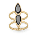 Sterling Silver Gold Plated Double Pear Onyx Ring