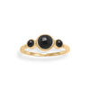 Sterling Silver Gold Plated Triple Black Onyx Ring