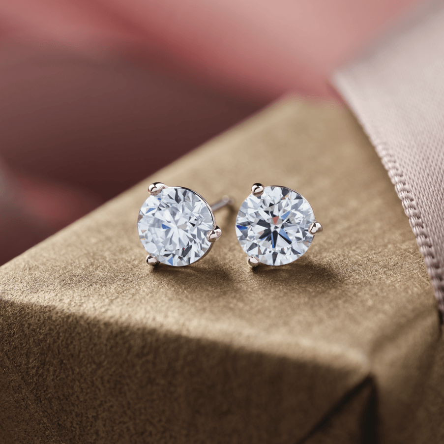 Lab-Grown Diamond Stud Earrings - 3 Prongs - Identity Diamonds