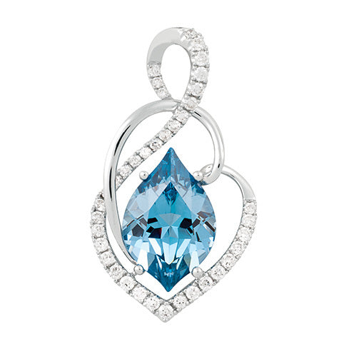 White gold Aqua Blue Spinel & Diamond Necklace
