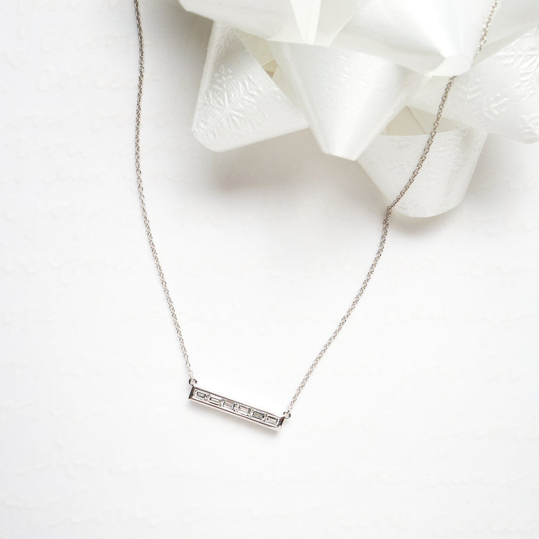 Baguette Diamond Bar Necklace