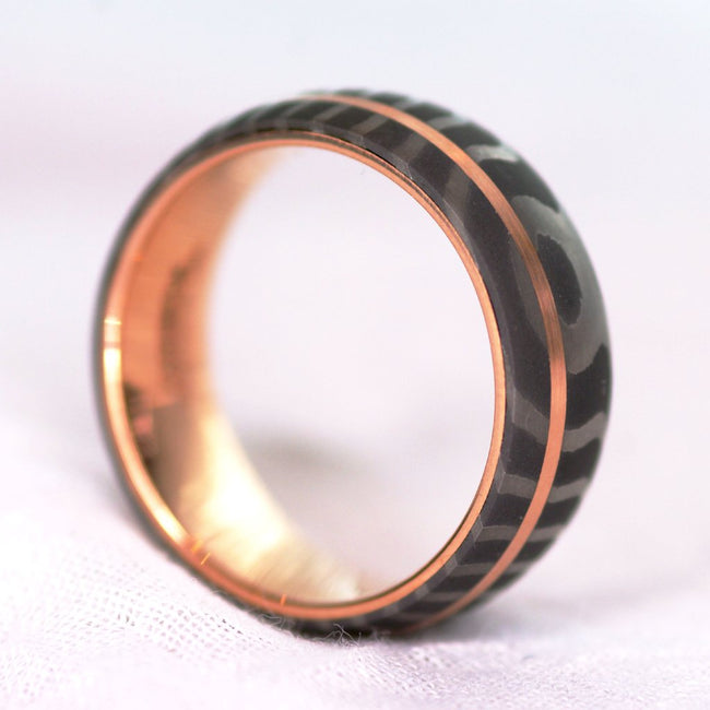 *In Stock* Damascus & Rose Gold Band