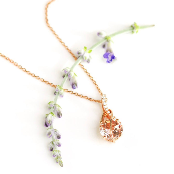 Rose Gold Morganite & Diamond Necklace