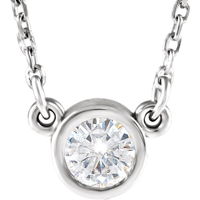 Bezel Set Moissanite Necklace - Identity Diamonds
