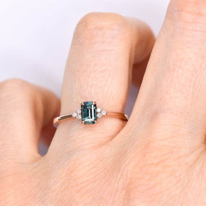 Sally Emerald Cut Montana Sapphire Engagement Ring