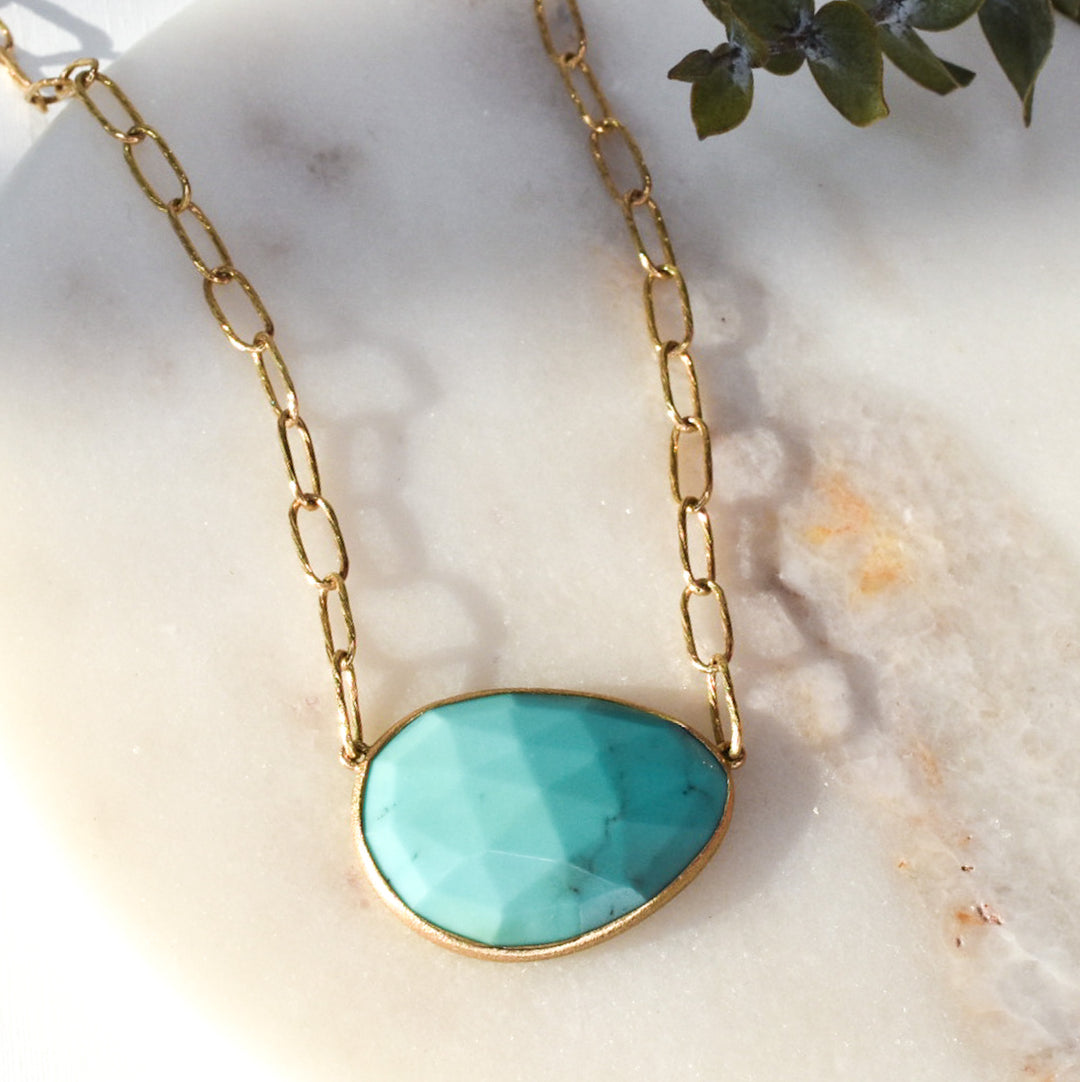 Yellow Gold Turquoise Necklace